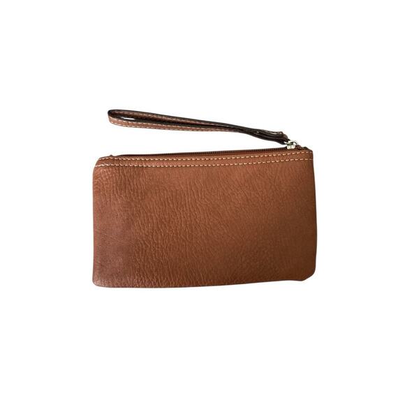 b.ø.c Womens Brown Faux Leather Wristlet Wallet Clutch ID Holder Small Purse Zip - Picture 1 of 4